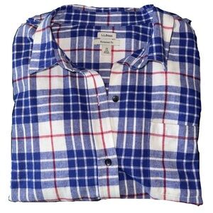 LL Bean Women's Scotch Plaid Flannel Shirt, Relaxed Fit in size 1X